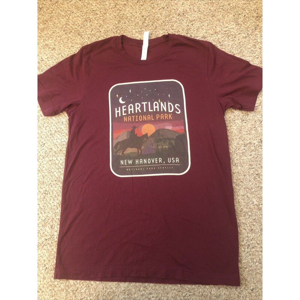 Heartland National Park T Shirt Medium Red Bella & Canvas NWOT New Hanover USA